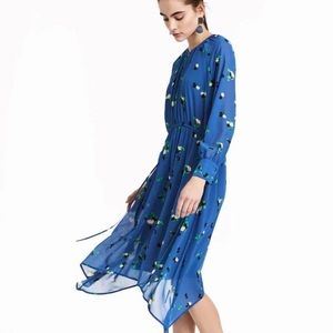 H&M Blue Floral Asymmetrical Dress